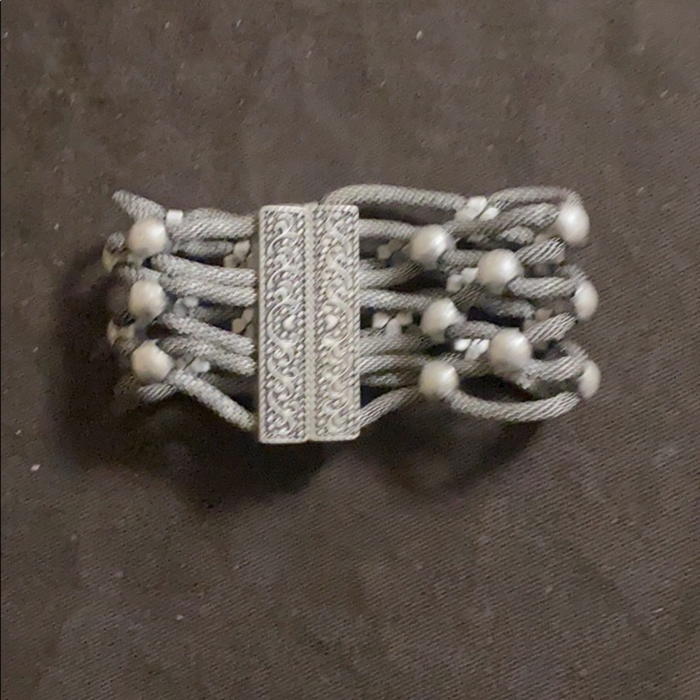 Silver and Marcasite Cuff bracelet magnetic clasp